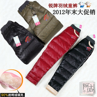  男女童冬韩版宝宝加厚保暖纯色儿童百搭外穿小脚口儿童羽绒裤