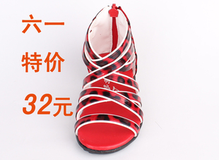  特价儿童鞋宝宝鞋皮革拼接女童平底学步鞋软底鱼嘴露趾凉鞋