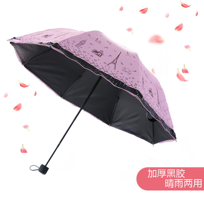 防晒防紫外线女神太阳伞小清新折叠女遮阳伞黑胶晴雨伞两用在类目 居家日用, 伞/雨具/防雨/防潮, 伞中 - 来自Buy2taobao.com提供专业的淘宝代购服务