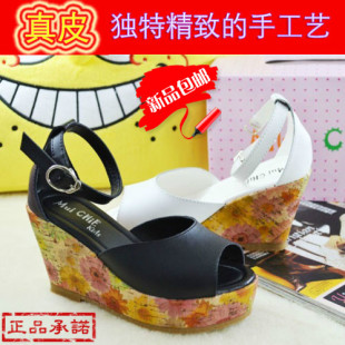  女童真皮鞋凉鞋韩版公主鞋鱼嘴凉鞋儿童高跟鞋夏季新款 包邮