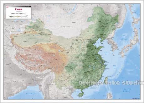 中国地图 政区图 物理地形图 英文 布地图 教室