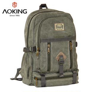  奥王男包帆布背包双肩包韩版旅行包潮电脑包学生书包女休闲运动包