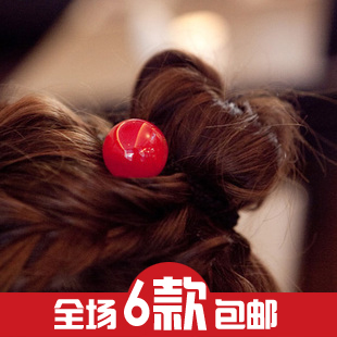  韩国进口圆形糖果色发圈 多色韩版亚克力圆球球粗发绳 发饰/头饰