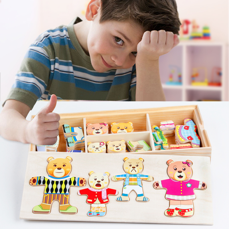 children Puzzle Toys Little Bear Dressing game wooden Toys Cartoon Early education Jigsaw puzzle 61 Children's Dayin the Toy/Childs/Puzzle/Building block/Model , Beads/Jigsaw/Pair/Disassembly/Beat Toy , Jigsaw/Puzzle category - from Buy2taobao.com to provide professional Taobao agent buy service