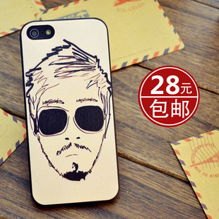  个性贝克汉姆复古磨砂浮雕情侣iphone5手机壳5外壳苹果4s保护套潮