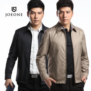  直筒型8623丝光JOEONE翻领宴会春秋薄款夹克品牌男装 九牧王 卡其