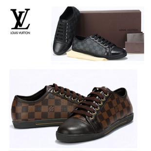  新款 英伦休闲男鞋潮流时尚棋格纹牛皮平跟系带板鞋