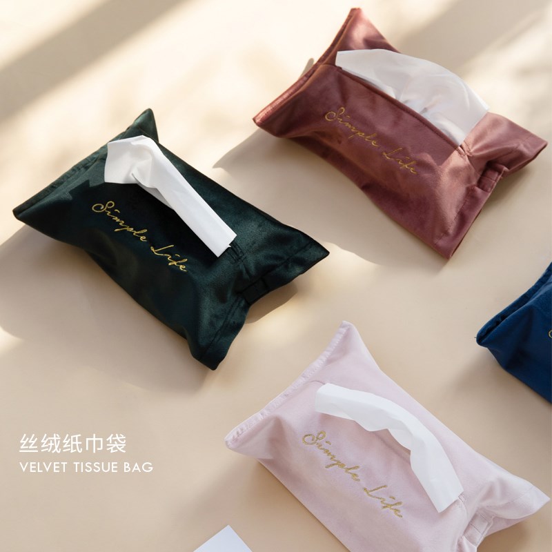 米立风物北欧布艺纸巾袋丝绒车载纸巾套床头抽纸包客厅茶几纸巾盒在类目 收纳整理, 家庭收纳用具, 收纳套, 纸巾套中 - 来自Buy2taobao.com提供专业的淘宝代购服务