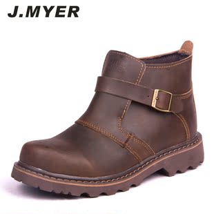  J.MYER/捷迈 男士高帮大头鞋牛皮军靴作战靴工装靴 时尚男马丁靴