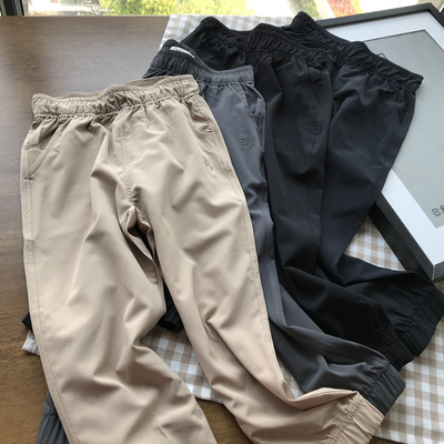 薄软透气。微弹力。不贴身。110-160中大童男童夏季梭织速干长裤