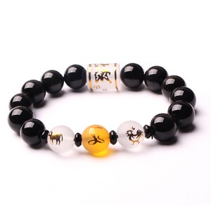 九奇开光年吉祥物天然黑玛瑙四神兽蛇鸡牛巳酉丑白虎手链开运