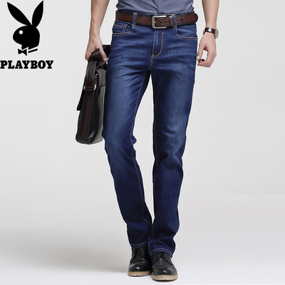花花公子旗舰牛仔裤男春季弹力修身长裤男士宽松直筒潮流休闲裤子