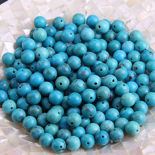  松珊琥 天然中国绿松石 3-8MM圆珠 DIY散珠配件
