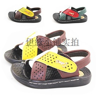  新款夏季 儿童男童鞋 移膜革拼接撞色 手工缝线软底 凉鞋
