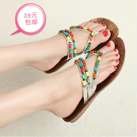 波西米亚罗马串珠夹趾...