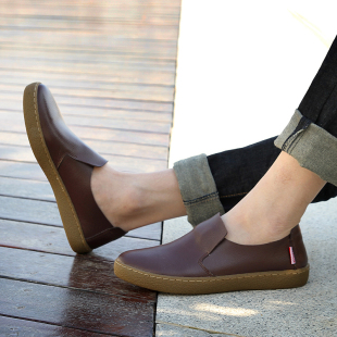  乐自夫春款男士休闲鞋套脚懒人鞋船鞋休闲皮鞋英伦板鞋韩版鞋子