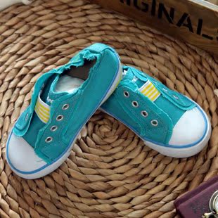  原单tenten尾单儿童帆布鞋四季牛筋底松紧带运动鞋18-25码假系带