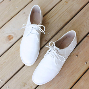  夏季新款韩版潮女式真皮小白鞋系带平底鞋子英伦休闲平跟单鞋女鞋