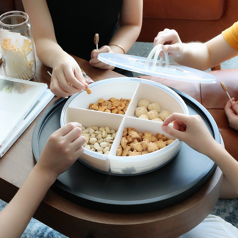 北欧风家用带提手圆形大容量带盖分格水果盘零食干果盆糖果收纳盒|msdalam kategori pinggan mangkuk, pinggan mangkuk, mangkuk buah-buahan/plat buah-buahan/bakul buah-buahan - dari Buy2taobao.com untuk memberikan perkhidmatan ejen Taobao profesional membeli