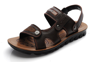  包邮特价沙滩鞋男式皮凉鞋男真皮沙滩鞋牛皮休闲男士凉鞋拖鞋潮流