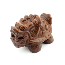 八九不离石镇宅招财龙龟3A天然金丝红曜黑曜石小摆件附证书