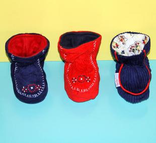  欧美原单 婴儿宝宝 纯棉灯芯绒 防滑底 学步鞋 靴子 步前鞋