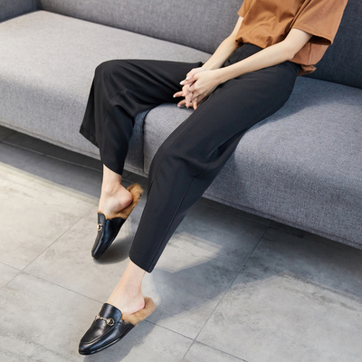 唐狮2017秋冬休闲裤女阔腿裤女裤子宽松显瘦九分裤女阔腿裤