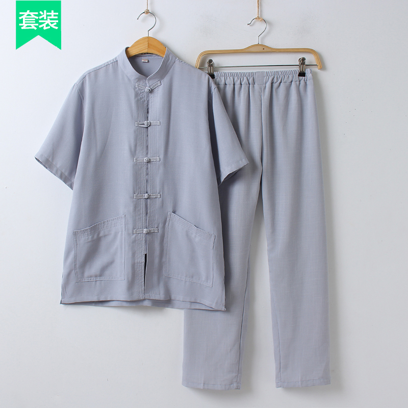 夏季棉麻唐装套装短袖男中老年人爸爸装爷爷夏装中式老人衣服亚麻|msdalam kategori Pakaian Lelaki, pakaian kebangsaan - dari Buy2taobao.com untuk memberikan perkhidmatan ejen Taobao profesional membeli