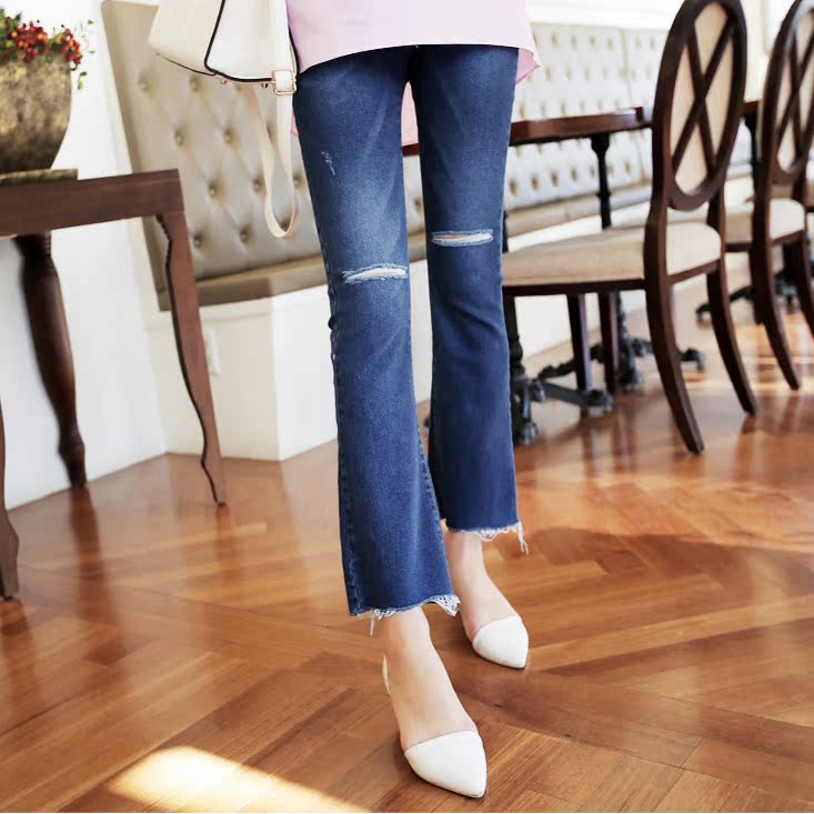 Famous hut new pattern Korean Maternity Pants Prop belly pants hole Jeans Weila pants Bell-bottomsin the Maternity/Maternal supplies/Nutrition , Maternity Pants/Prop belly pants, Pregnant women bellbottoms category - from Buy2taobao.com to provide professional Taobao agent buy service