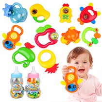 优贝比大奶瓶摇铃婴儿玩具0-1岁 新生儿牙胶宝宝手摇铃组合D15