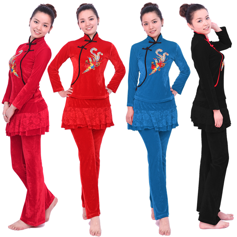 云裳冬款舞蹈服装广场舞服装新款套装长袖金丝绒女士拉丁舞练功服