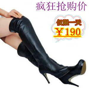  冬季真皮女靴子超高跟防水台真皮过膝靴马丁靴长筒长靴女靴子