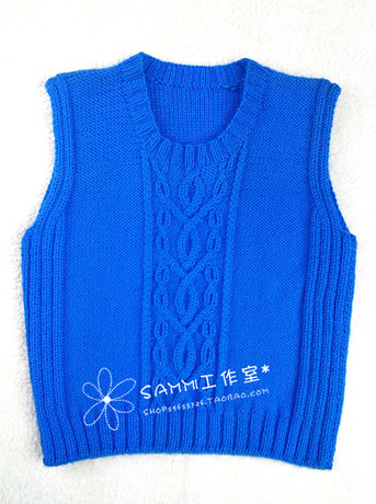 纯手工<em>编织男宝宝</em>羊毛麻花背心 婴幼儿秋冬加