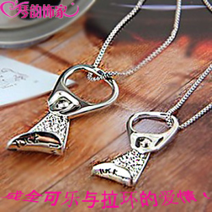  特价韩版时尚易拉罐拉环水晶情侣项链一对 吊坠男女 韩国饰品创意