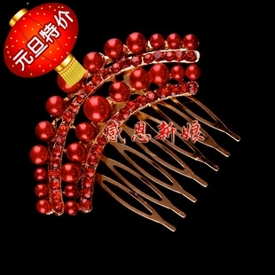  红色发梳新娘配饰头饰婚纱饰品影楼饰品结婚饰品旗袍配饰跟妆饰品