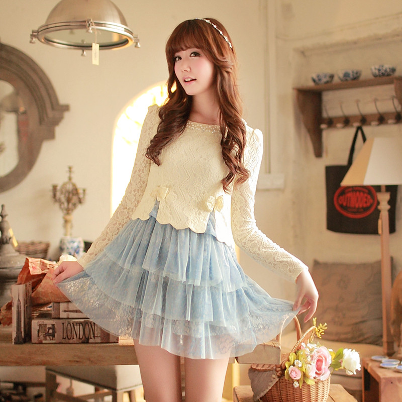 韩版蕾丝修身连衣裙...