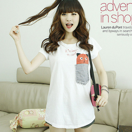 For post 2013 summer dress new Korean clothes for plus size relaxed short sleeve t shirt white cotton round neck long t Chao
