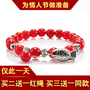  泉冰石 天然水晶饰品 巴西3A红玛瑙精灵鱼手链 手链女 情人节礼物