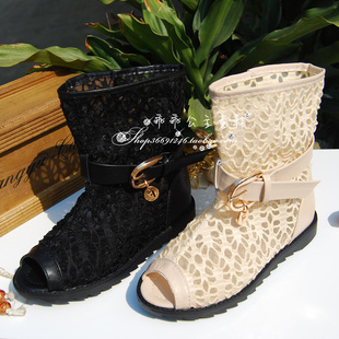  夏季新款女童蕾丝镂空透气儿童凉鞋韩版女童罗马凉靴公主凉鞋