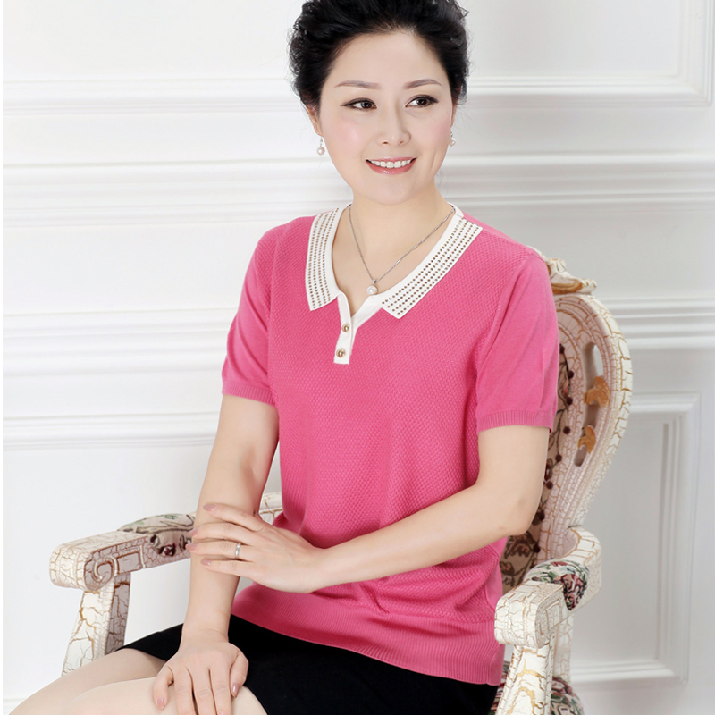2013新款 正品牌夏装短袖T恤 中老年妈妈装宽松/纯色翻领大码上衣 2013新款 正品牌夏装短袖T恤 中老年妈妈装宽松/纯色翻领大码上衣