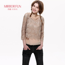 [Sale] MIRROR FUN2013 Hui sleeve T-shirt summer new women's two-piece lace blouse