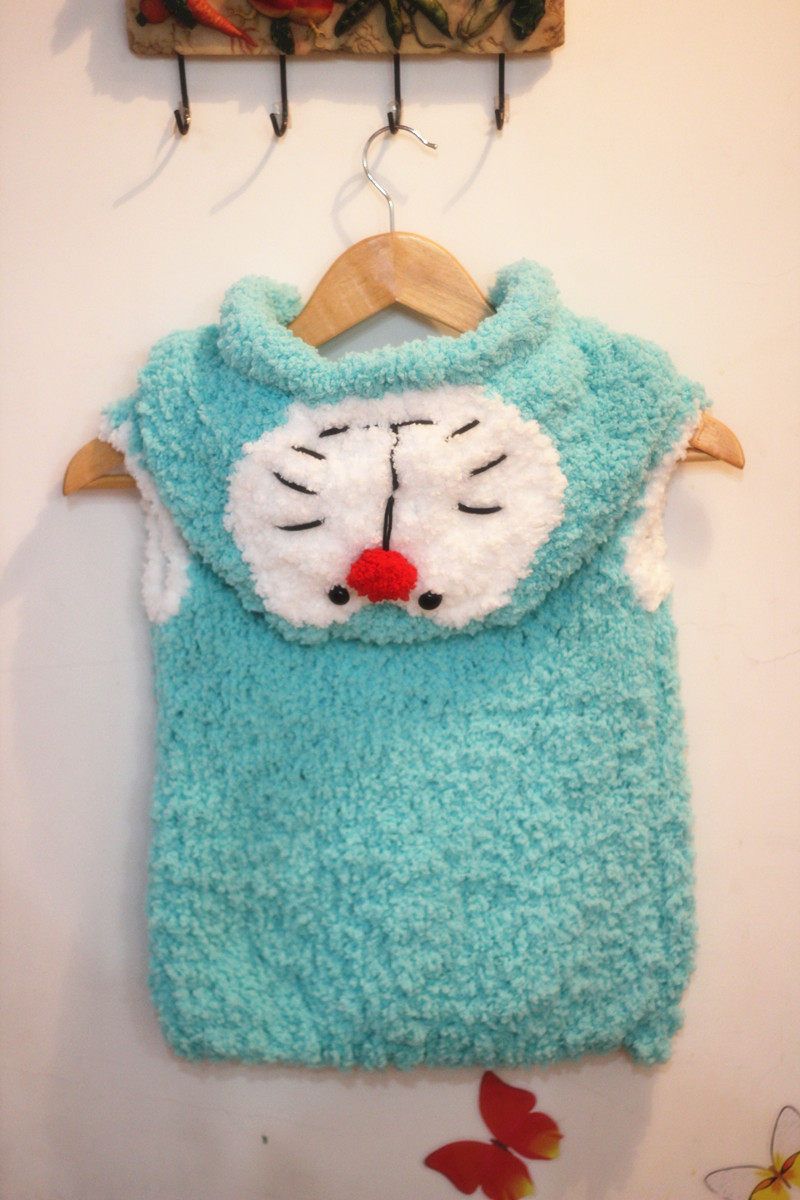 长毛绒<em>绒线</em>编织 <em>宝宝</em>线 机器猫<em>马甲</em>材料包 送视