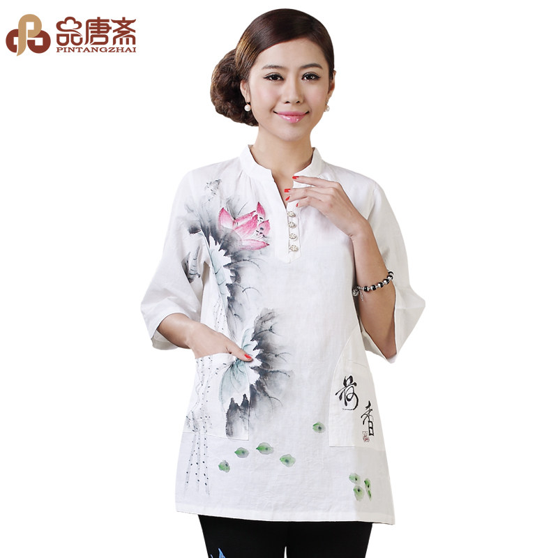 Modified Han Tang Zhai dresses women's summer clothes clothing cotton linen ladies ' original ethnic wind Chinese blouses
