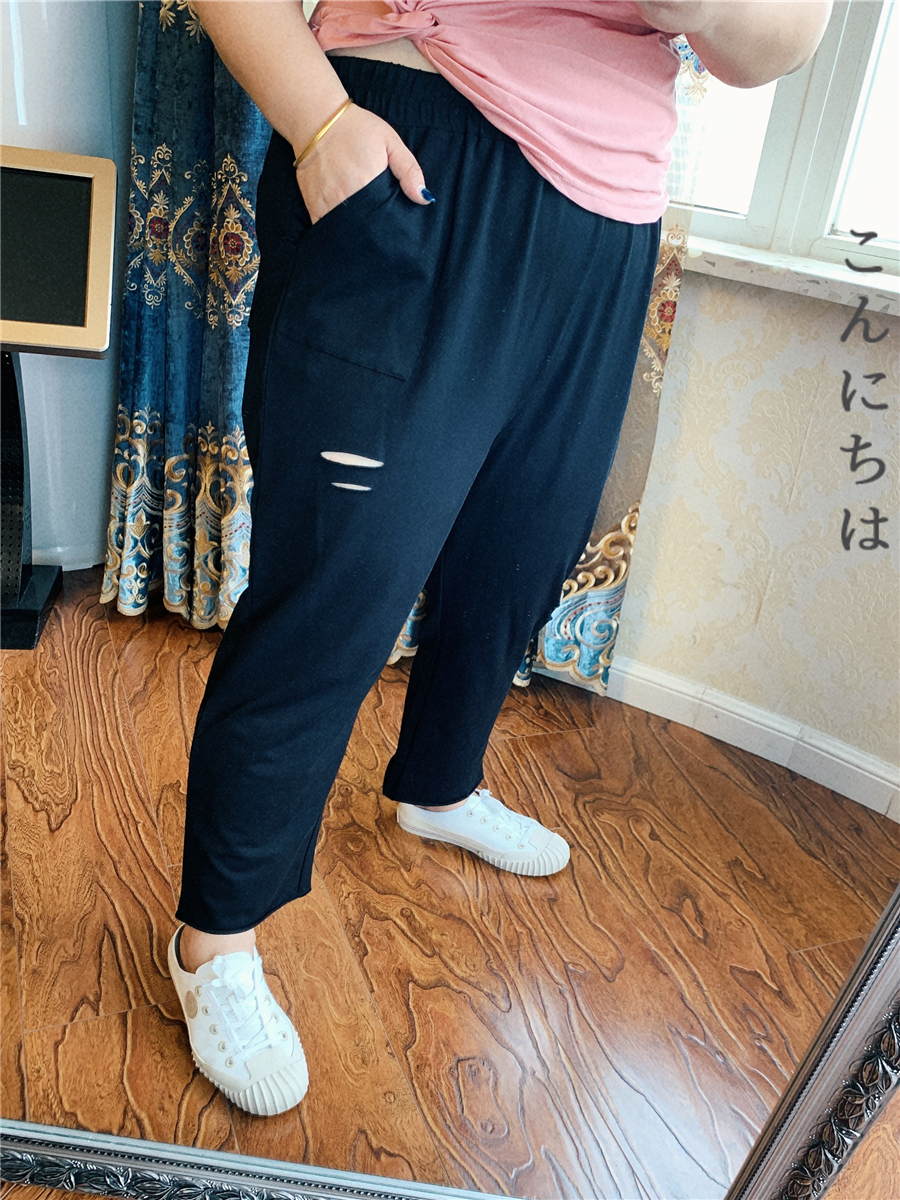 Korean Edition Large Women's wear Western style By age 200 Pounds of fat MM hole Casual pants Versatile Sports pantsin the Women's clothing/Boutique , Large size women category - from Buy2taobao.com to provide professional Taobao agent buy service
