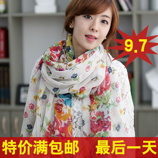  韩版田园大围巾 韩国超长款丝巾 秋冬天围脖 女碎花披肩两用批发