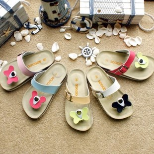  外贸超可爱儿童夹趾凉鞋 勃肯凉拖鞋 全真皮透气舒适