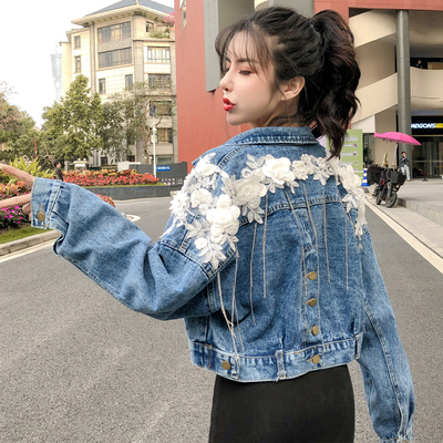 2019新款时尚韩版小香风气质春秋个性宽松百搭牛仔衣短外套女装潮