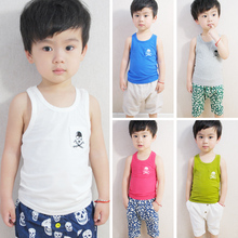Solid skeleton vest 2013 summer new Korean female baby child erectors sleeveless T shirt vest boy