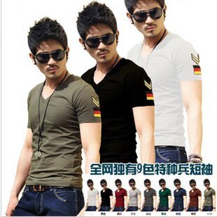  男装夏季新款中袖小衫紧身男士短袖T恤衫韩版修身体恤半袖打底衫