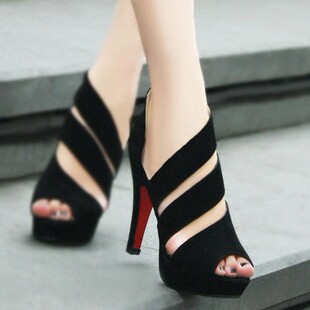  新款夏季夜店性感欧美复古罗马风格细跟超高跟鱼嘴女凉鞋特价